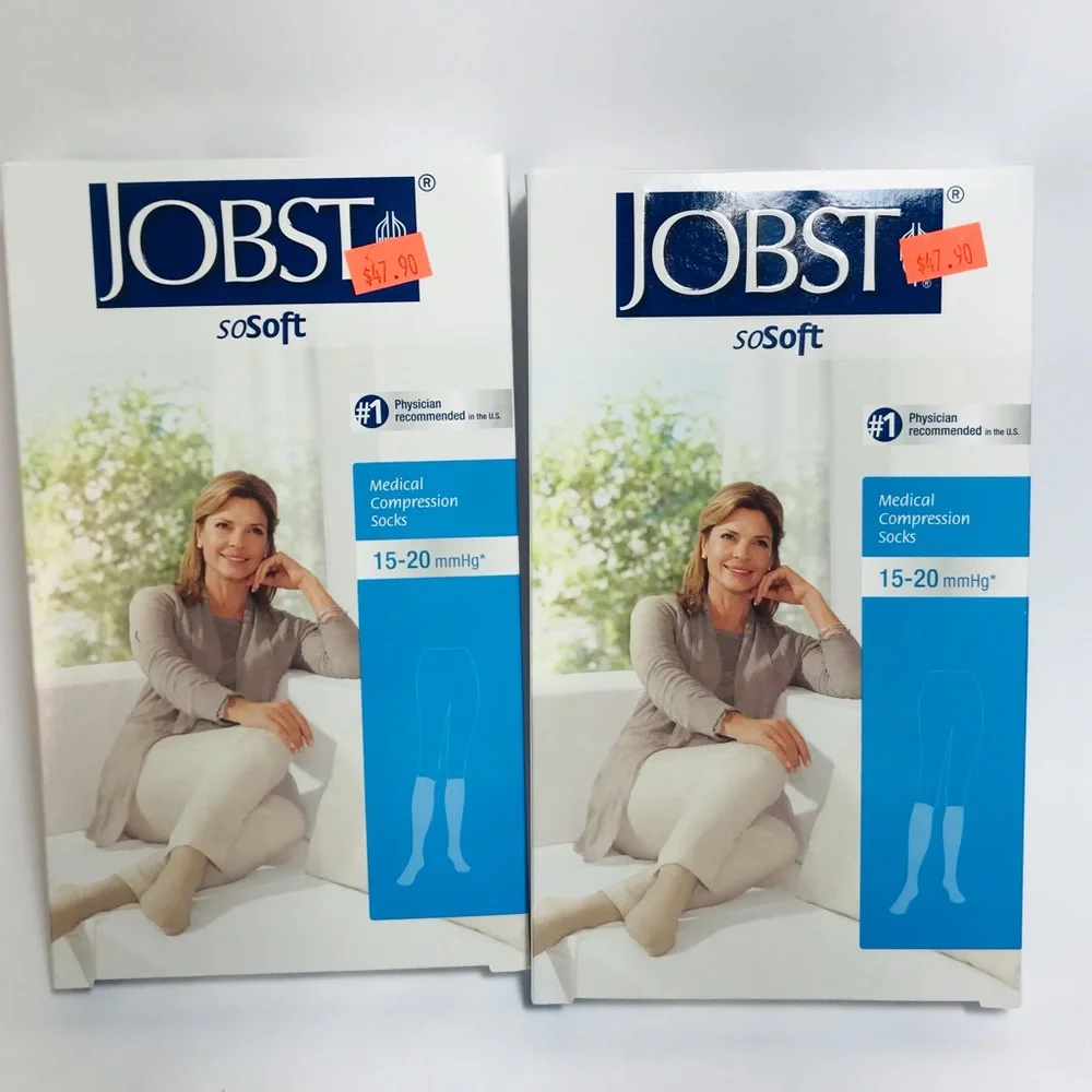 Jobst 2 Pair SoSoft White 15-20 mmHg XL Knee High Compression Socks NWT